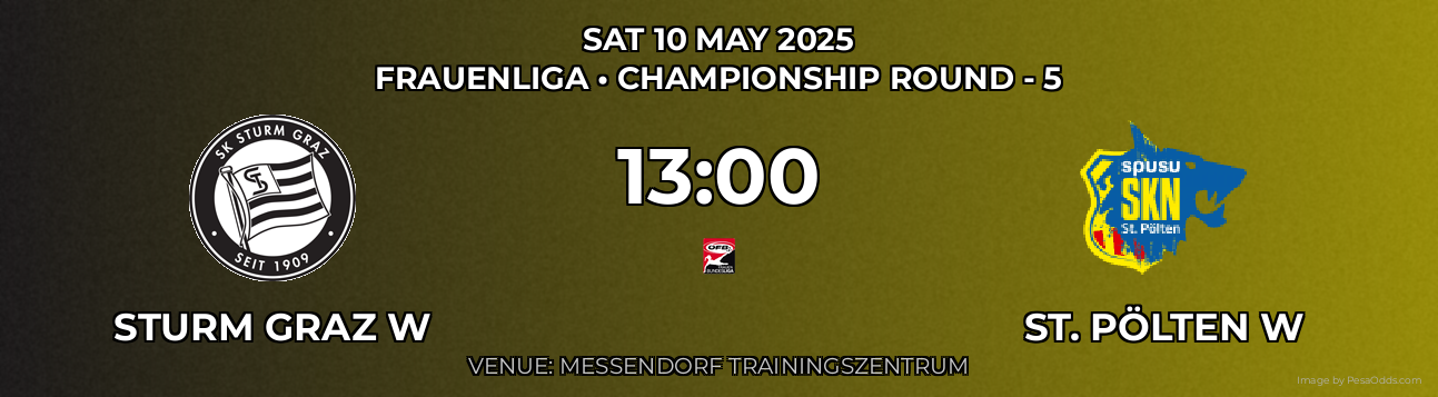 Sturm Graz W vs St. Pölten W Prediction match poster for Frauenliga fixture on SAT 10 MAY 2025