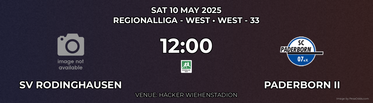 SV Rodinghausen vs Paderborn II Prediction match poster for Regionalliga - West fixture on SAT 10 MAY 2025