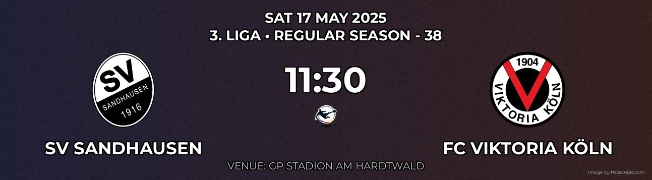 SV Sandhausen vs FC Viktoria Köln Prediction match poster for 3. Liga fixture on SAT 17 MAY 2025