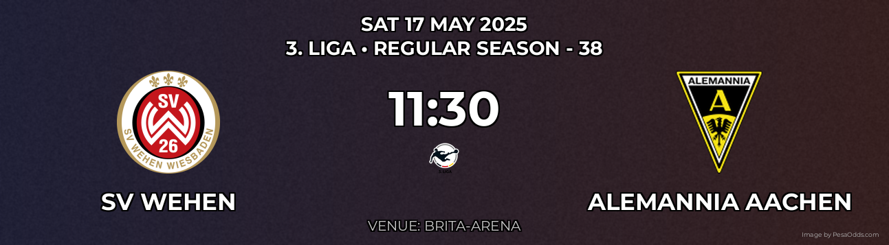 SV Wehen vs Alemannia Aachen Prediction match poster for 3. Liga fixture on SAT 17 MAY 2025