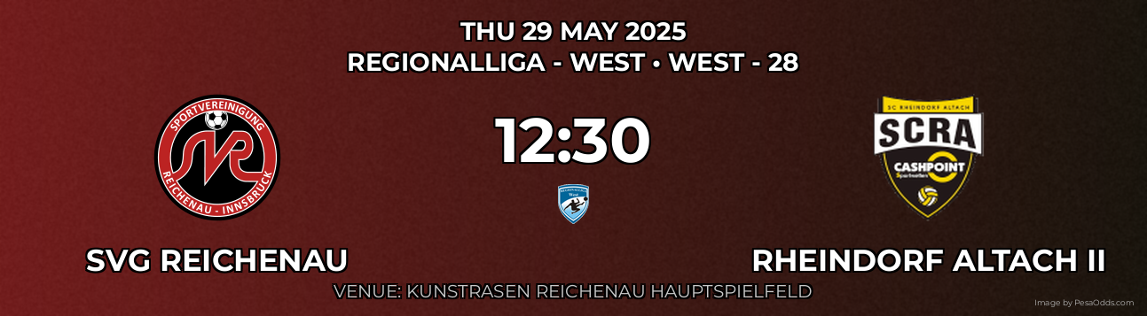 SVG Reichenau vs Rheindorf Altach II Prediction match poster for Regionalliga - West fixture on THU 29 MAY 2025