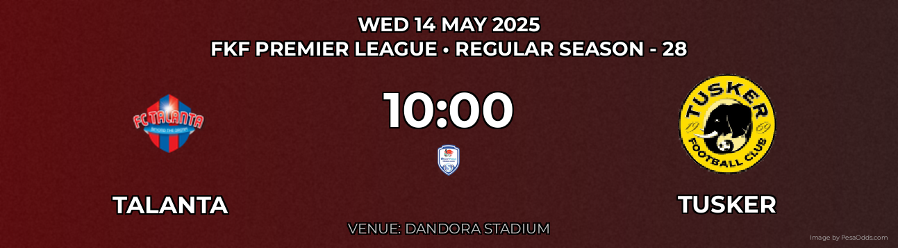 Talanta vs Tusker Prediction match poster for FKF Premier League fixture on WED 14 MAY 2025