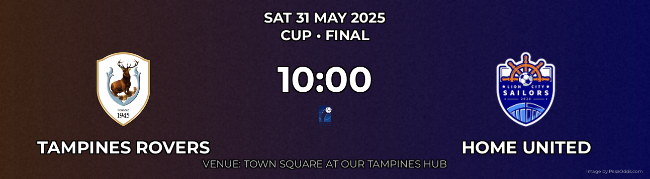 Tampines Rovers vs Home United Prediction match poster for Cup fixture on SAT 31 MAY 2025