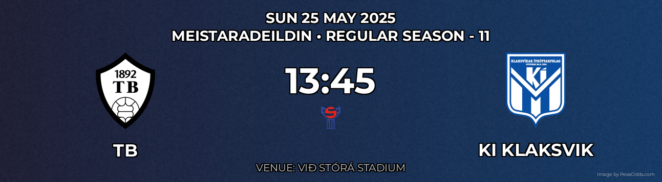 TB vs KI Klaksvik Prediction match poster for Meistaradeildin fixture on SUN 25 MAY 2025