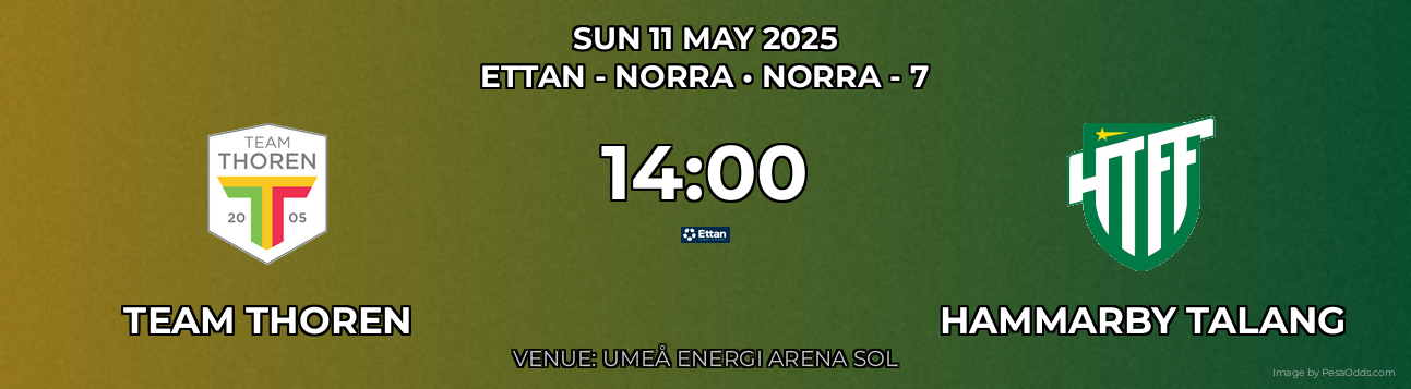Team Thoren vs Hammarby Talang Prediction match poster for Ettan - Norra fixture on SUN 11 MAY 2025