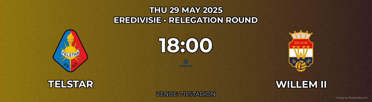 Telstar vs Willem II Prediction match poster for Eredivisie fixture on THU 29 MAY 2025