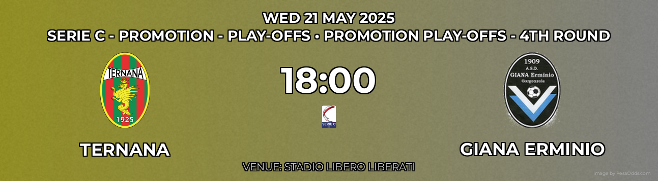 Ternana vs Giana Erminio Prediction match poster for Serie C - Promotion - Play-offs fixture on WED 21 MAY 2025
