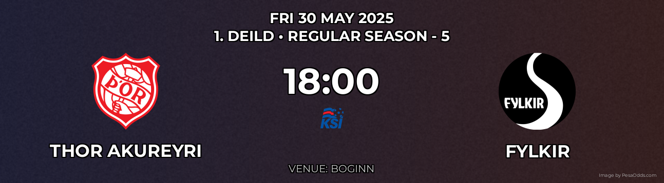 Thor Akureyri vs Fylkir Prediction match poster for 1. Deild fixture on FRI 30 MAY 2025