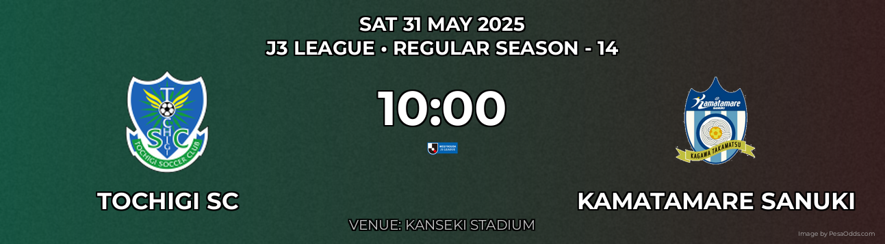 Tochigi SC vs Kamatamare Sanuki Prediction match poster for J3 League fixture on SAT 31 MAY 2025