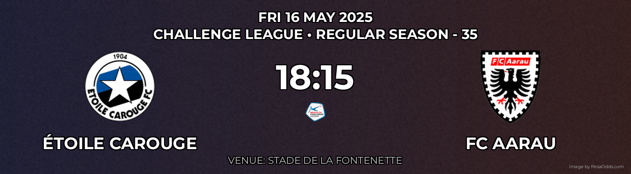 Étoile Carouge vs FC Aarau Prediction match poster for Challenge League fixture on FRI 16 MAY 2025