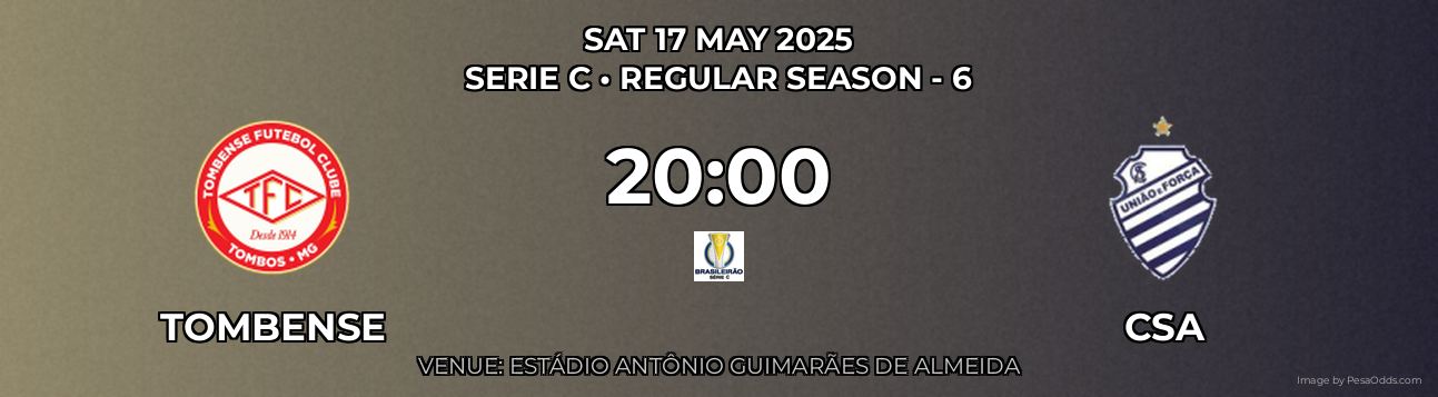 Tombense vs CSA Prediction match poster for Serie C fixture on SAT 17 MAY 2025