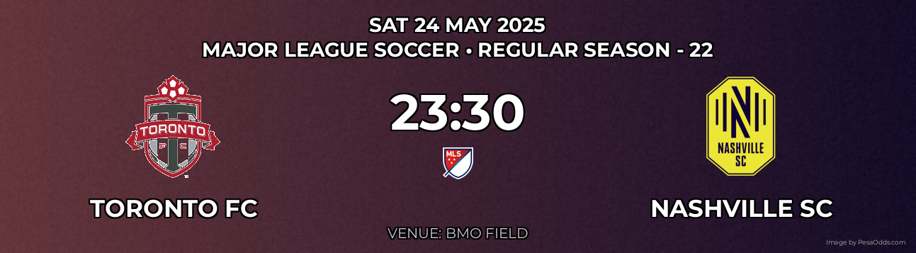 Toronto FC vs Nashville SC Prediction match poster for Major League Soccer fixture on SAT 24 MAY 2025