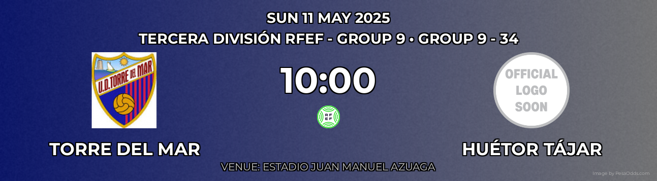 Torre del Mar vs Huétor Tájar Prediction match poster for Tercera División RFEF - Group 9 fixture on SUN 11 MAY 2025