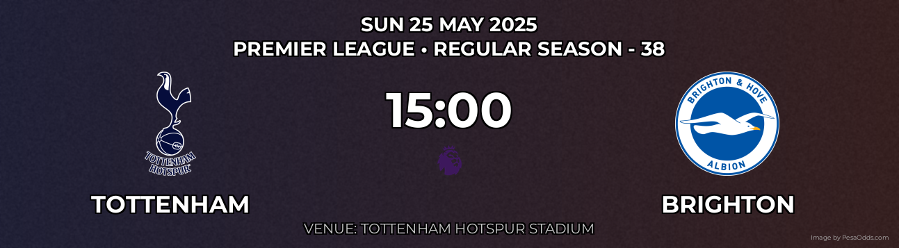 Tottenham vs Brighton Prediction match poster for Premier League fixture on SUN 25 MAY 2025