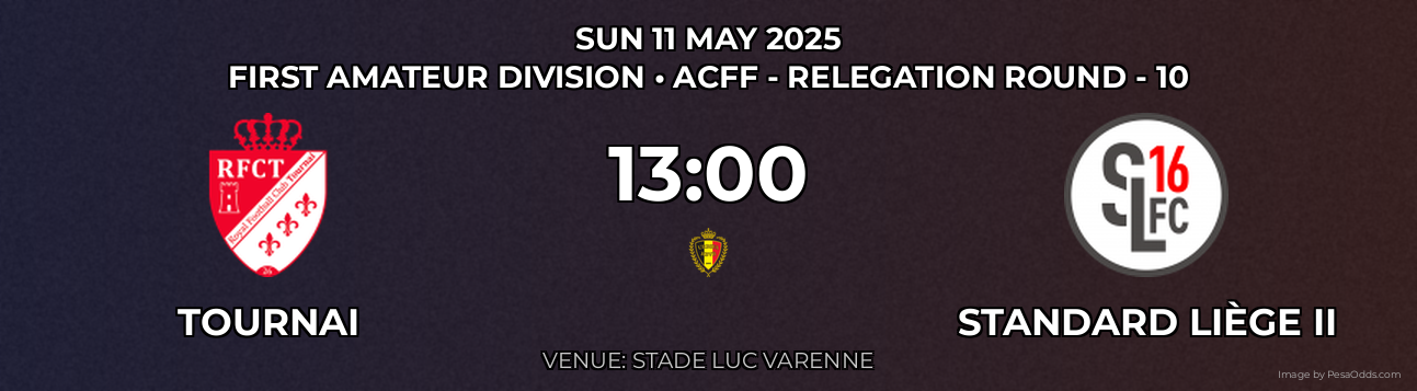 Tournai vs Standard Liège II Prediction match poster for First Amateur Division fixture on SUN 11 MAY 2025