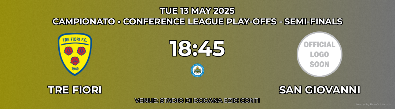 Tre Fiori vs San Giovanni Prediction match poster for Campionato fixture on TUE 13 MAY 2025
