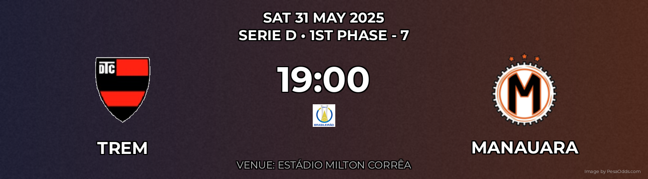 Trem vs Manauara Prediction match poster for Serie D fixture on SAT 31 MAY 2025
