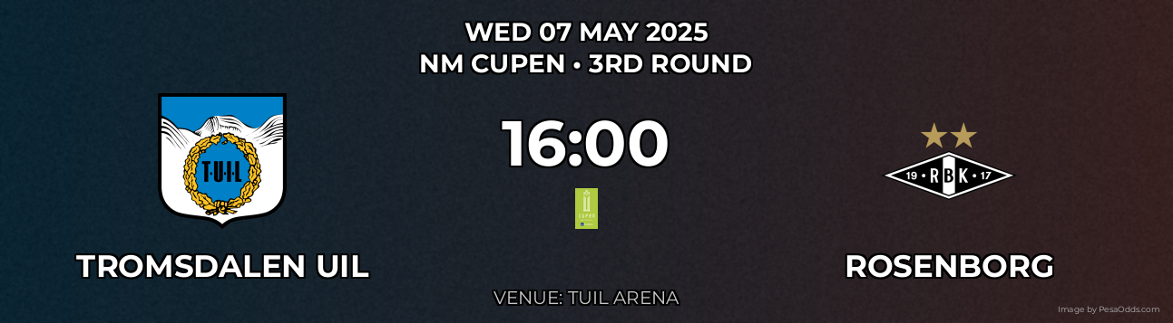 Tromsdalen Uil vs Rosenborg Prediction match poster for NM Cupen fixture on WED 07 MAY 2025