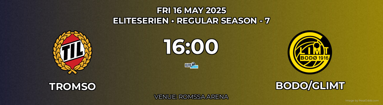 Tromso vs Bodo/Glimt Prediction match poster for Eliteserien fixture on FRI 16 MAY 2025