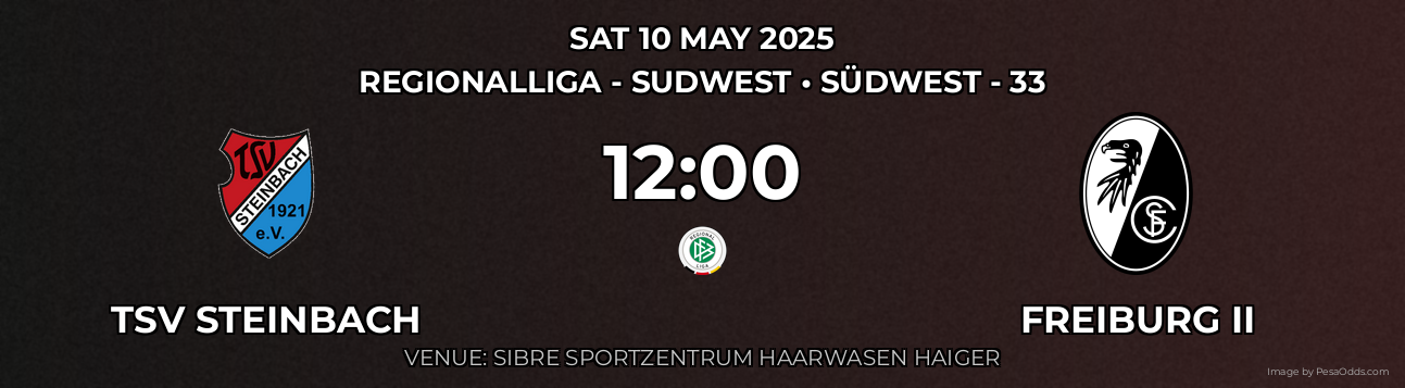 TSV Steinbach vs Freiburg II Prediction match poster for Regionalliga - SudWest fixture on SAT 10 MAY 2025