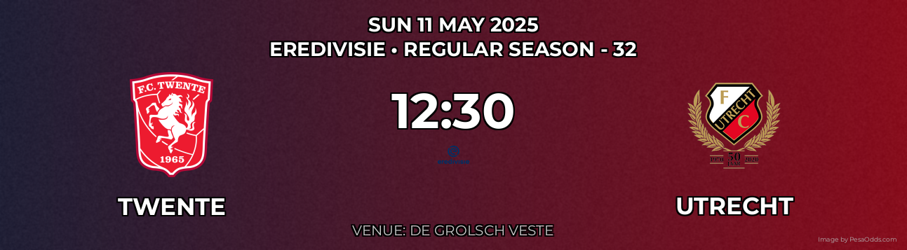 Twente vs Utrecht Prediction match poster for Eredivisie fixture on SUN 11 MAY 2025