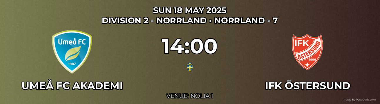 Umeå FC Akademi vs IFK Östersund Prediction match poster for Division 2 - Norrland fixture on SUN 18 MAY 2025