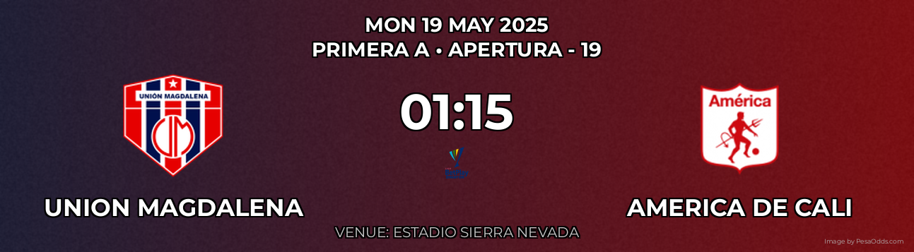Union Magdalena vs America de Cali Prediction match poster for Primera A fixture on MON 19 MAY 2025