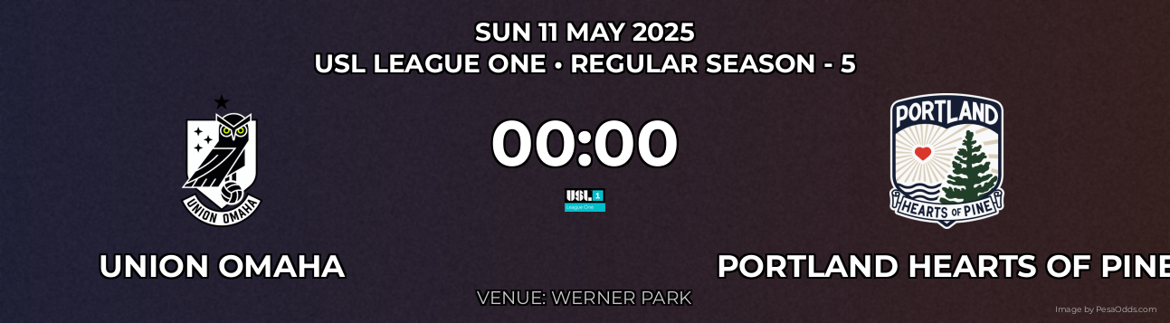 Union Omaha vs Portland Hearts of Pine Prediction match poster for USL League One fixture on SUN 11 MAY 2025