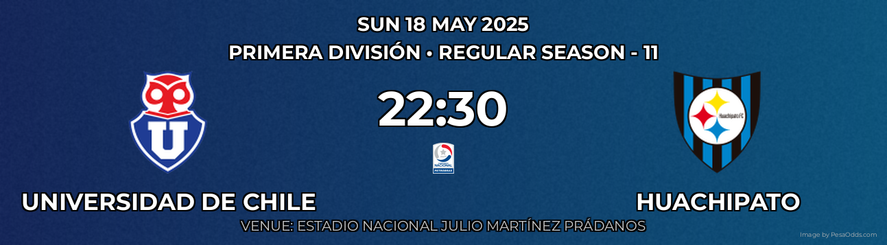 Universidad de Chile vs Huachipato Prediction match poster for Primera División fixture on SUN 18 MAY 2025