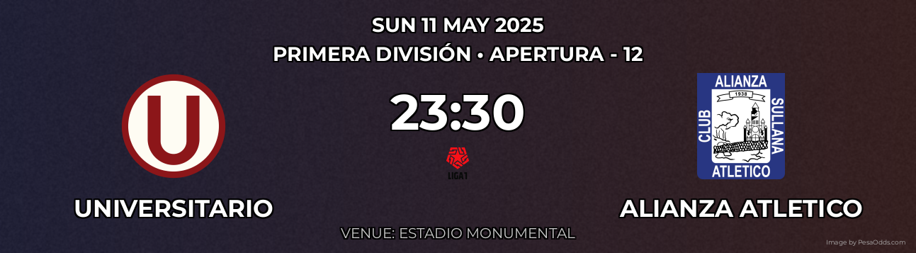 Universitario vs Alianza Atletico Prediction match poster for Primera División fixture on SUN 11 MAY 2025