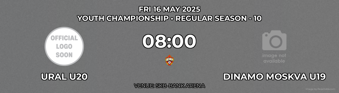Ural U20 vs Dinamo Moskva U19 Prediction match poster for Youth Championship fixture on FRI 16 MAY 2025