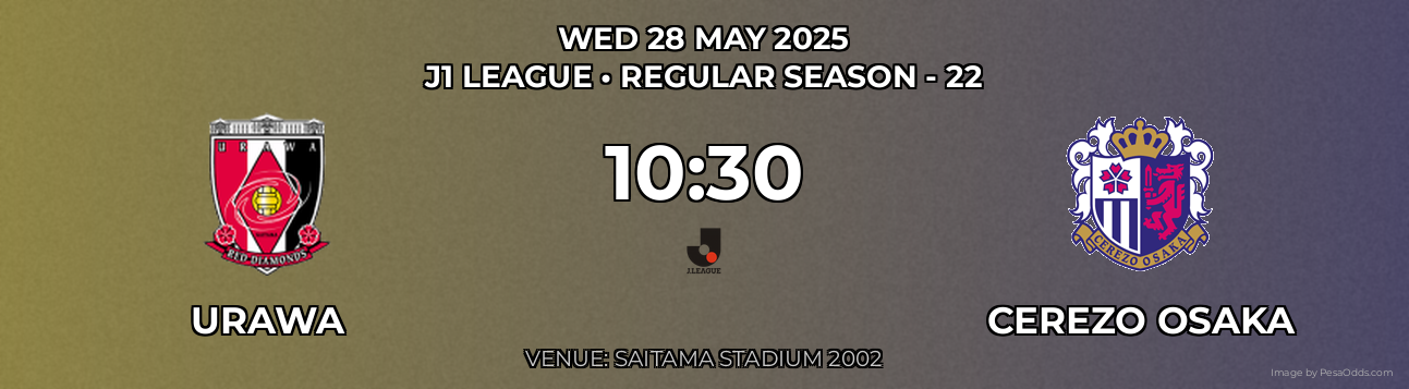 Urawa vs Cerezo Osaka Prediction match poster for J1 League fixture on WED 28 MAY 2025