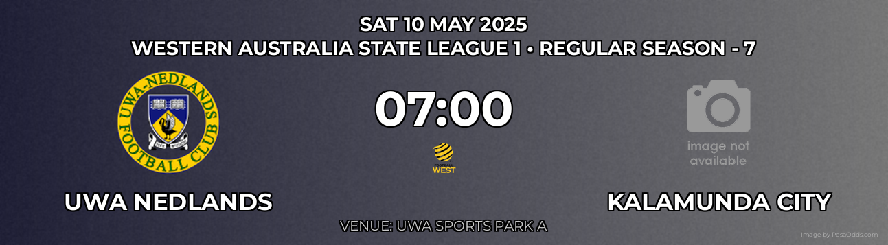 UWA Nedlands vs Kalamunda City Prediction match poster for Western Australia State League 1 fixture on SAT 10 MAY 2025