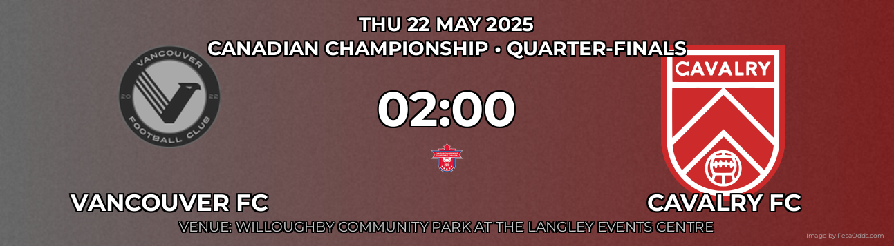 Vancouver FC vs Cavalry FC Prediction match poster for Canadian Championship fixture on THU 22 MAY 2025