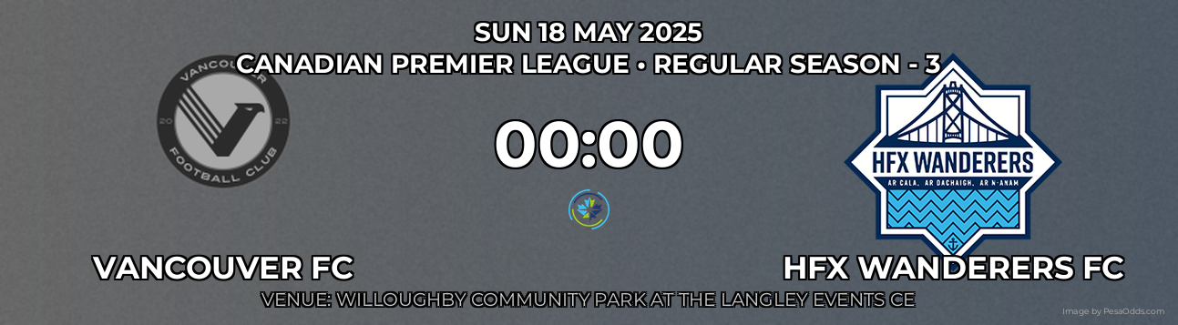Vancouver FC vs HFX Wanderers FC Prediction match poster for Canadian Premier League fixture on SUN 18 MAY 2025