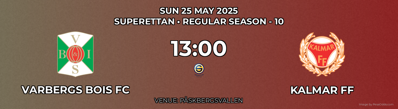 Varbergs BoIS FC vs Kalmar FF Prediction match poster for Superettan fixture on SUN 25 MAY 2025