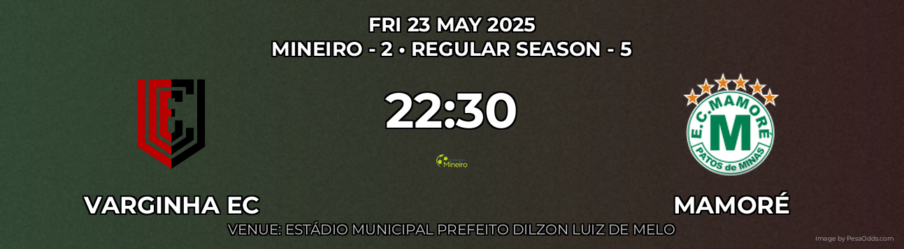 Varginha EC vs Mamoré Prediction match poster for Mineiro - 2 fixture on FRI 23 MAY 2025