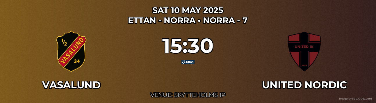 Vasalund vs United Nordic Prediction match poster for Ettan - Norra fixture on SAT 10 MAY 2025
