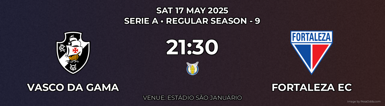 Vasco DA Gama vs Fortaleza EC Prediction match poster for Serie A fixture on SAT 17 MAY 2025