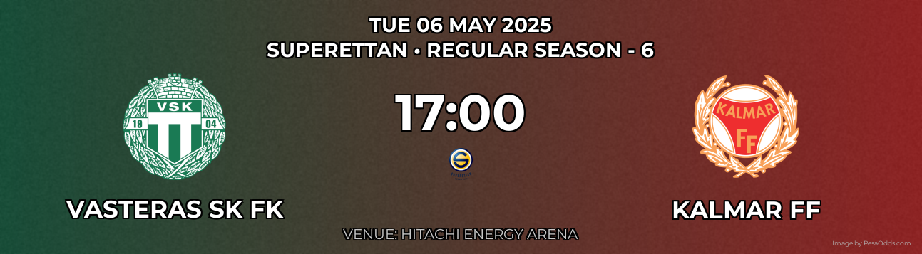 Vasteras SK FK vs Kalmar FF Prediction match poster for Superettan fixture on TUE 06 MAY 2025