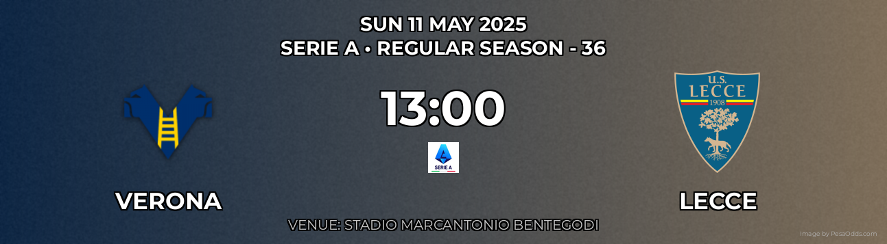 Verona vs Lecce Prediction match poster for Serie A fixture on SUN 11 MAY 2025
