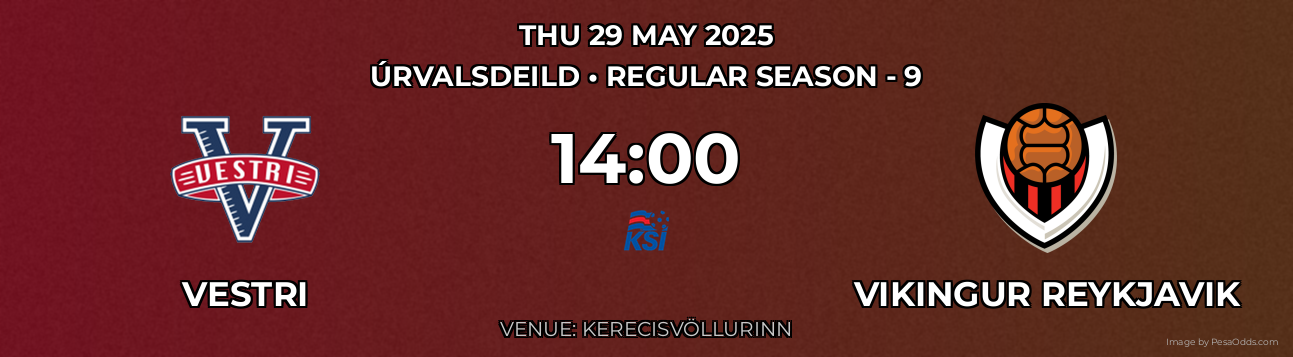 Vestri vs Vikingur Reykjavik Prediction match poster for Úrvalsdeild fixture on THU 29 MAY 2025