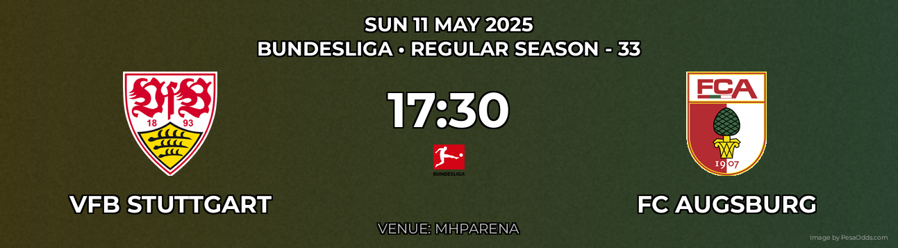 VfB Stuttgart vs FC Augsburg Prediction match poster for Bundesliga fixture on SUN 11 MAY 2025