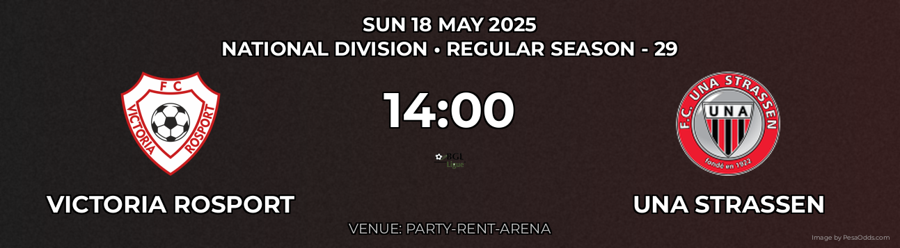 Victoria Rosport vs UNA Strassen Prediction match poster for National Division fixture on SUN 18 MAY 2025