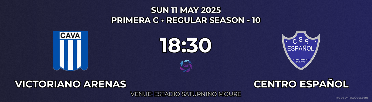 Victoriano Arenas vs Centro Español Prediction match poster for Primera C fixture on SUN 11 MAY 2025