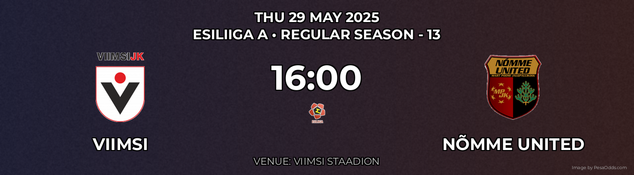 Viimsi vs Nõmme United Prediction match poster for Esiliiga A fixture on THU 29 MAY 2025