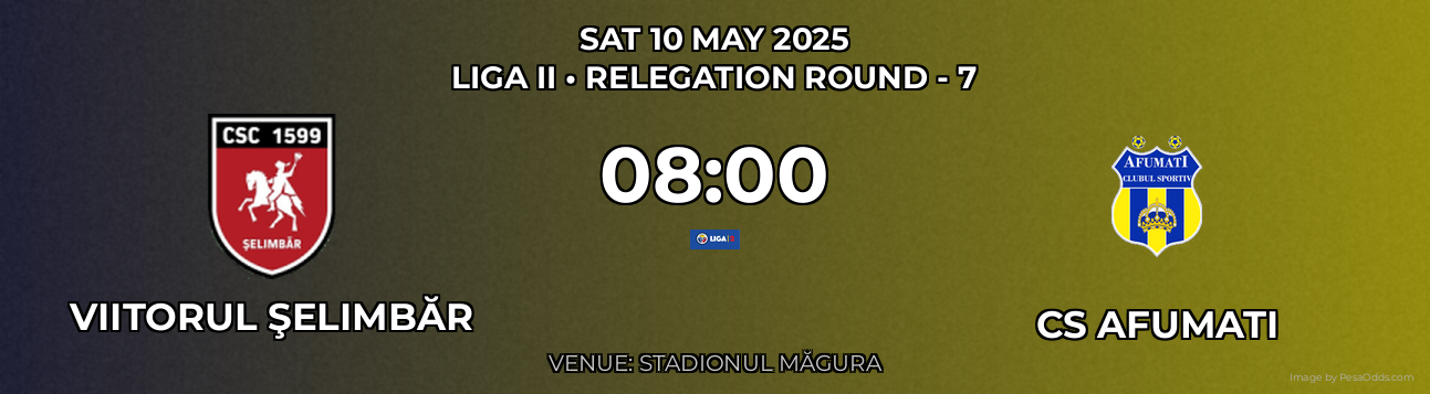 Viitorul Şelimbăr vs CS Afumati Prediction match poster for Liga II fixture on SAT 10 MAY 2025