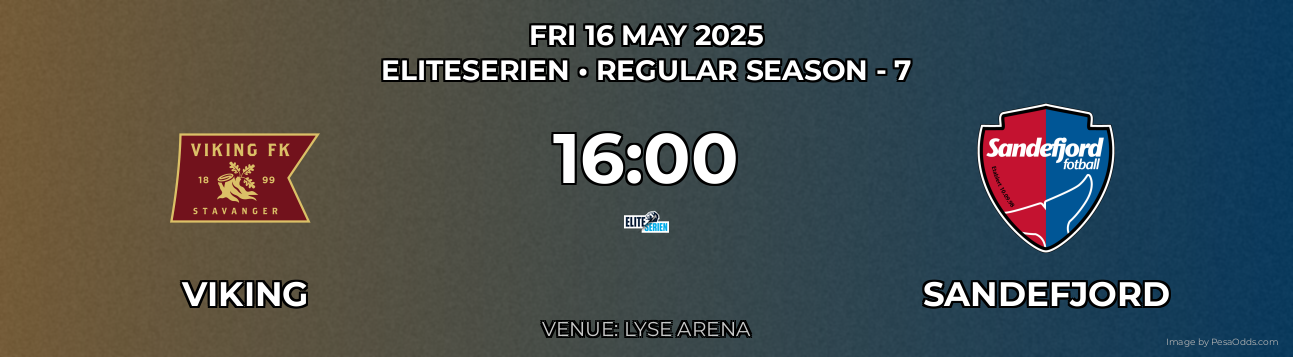 Viking vs Sandefjord Prediction match poster for Eliteserien fixture on FRI 16 MAY 2025