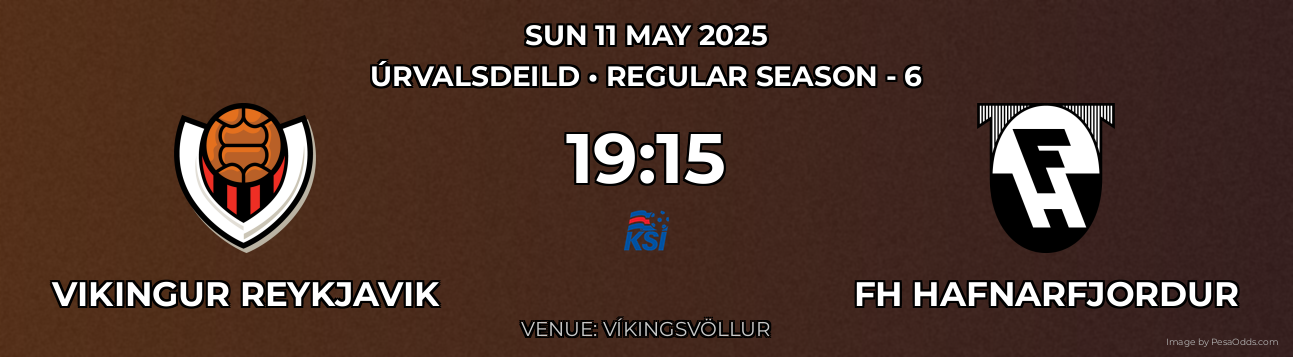Vikingur Reykjavik vs FH hafnarfjordur Prediction match poster for Úrvalsdeild fixture on SUN 11 MAY 2025