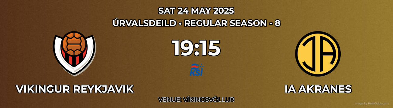 Vikingur Reykjavik vs IA Akranes Prediction match poster for Úrvalsdeild fixture on SAT 24 MAY 2025